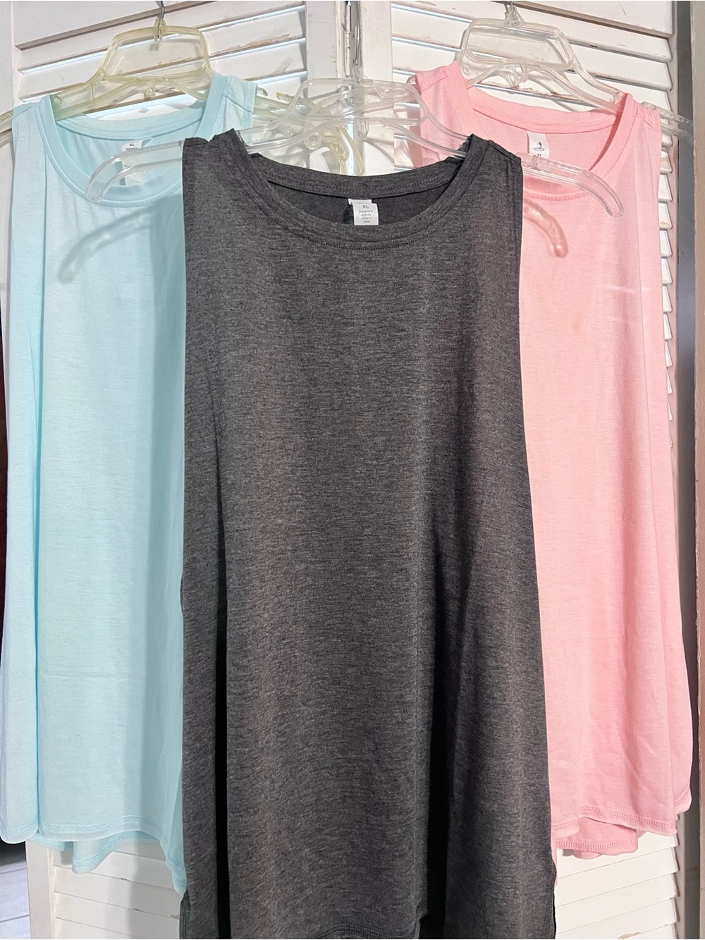 Icyzone Scoop Neck Yoga Muscle Tank Tops- Charcoal, Pink, Seafoam Green - XL